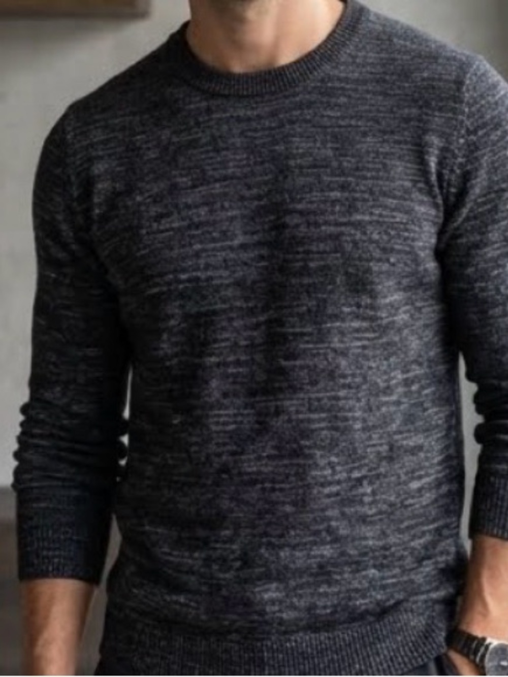 Theory Men's Charcoal Heather Long-Sleeve Pocket Knit Sweater